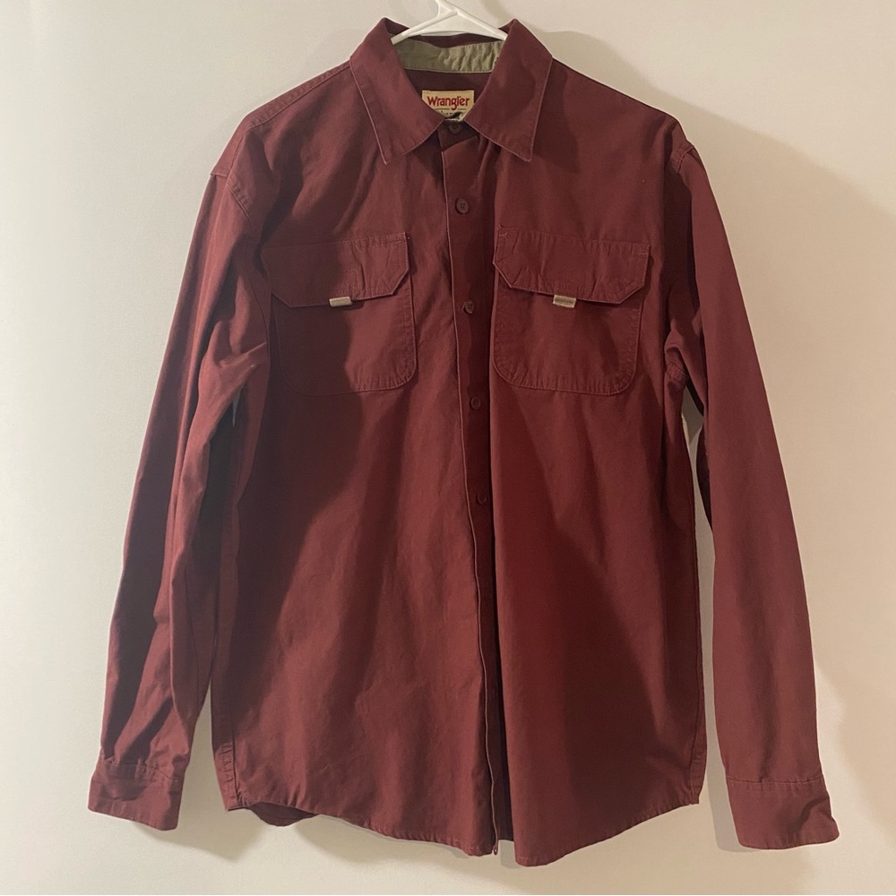 Wrangler Authentics Men's Long Sleeve Classic Woven  100% Cotton Shirt Size M